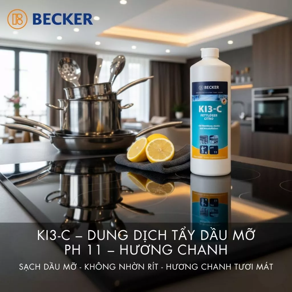  Nước tẩy dầu mỡ hương chanh Becker KI3-C - pH 11 (Nhập khẩu Đức) 