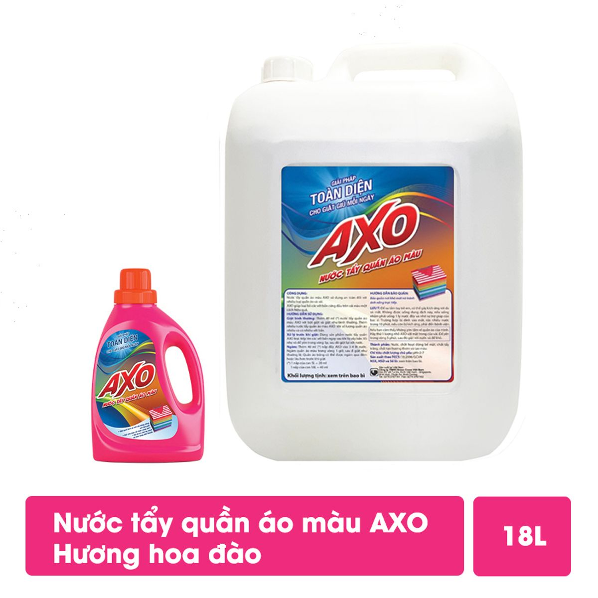  Nước Tẩy Quần Áo Màu Axo Hương Tươi Mát can 18L phù hợp Giặt ủi/ NH KS/ Spa 