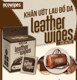  Hộp 20 gói khăn ướt lau giày da túi da ví da siêu tốc Leather EcoWipes gói 25 tờ hương quế 