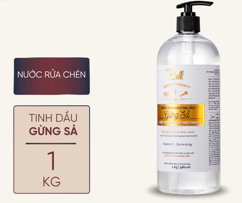  Nước rửa chén On1 tinh dầu gừng cam/gừng sả 500g-1Kg rửa bát đánh bay dầu mỡ bảo vệ da tay 