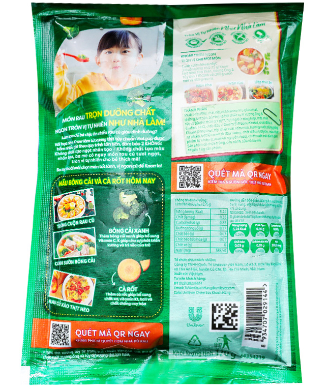  Hạt nêm Knorr thịt thăn, xương ống, tủy gói 170 g 
