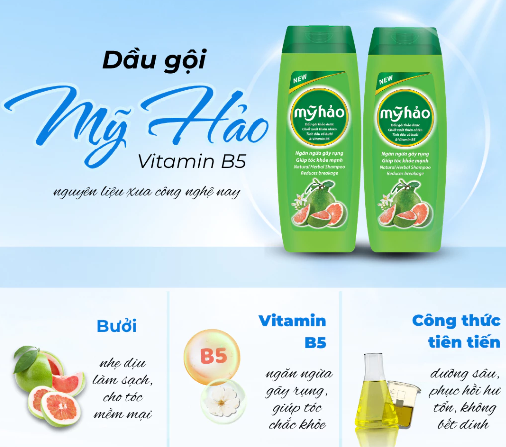  Dầu Gội Chiết Xuất Thiên Nhiên Mỹ Hảo Dưỡng Tóc Khỏe, Ngăn Gãy Rụng 360 ml 