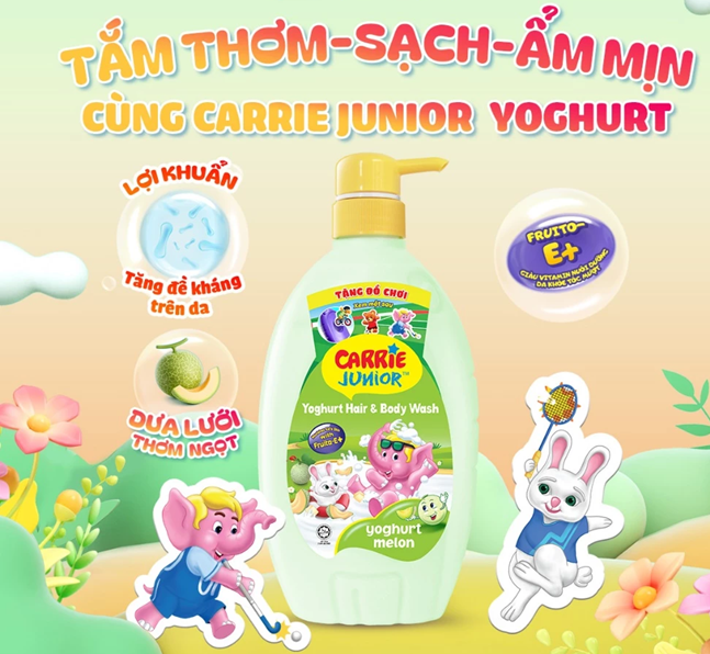  Sữa Tắm Gội cho bé Carrie Junior Yoghurt hương trái cây thiên nhiên 700g 