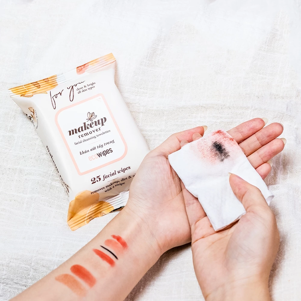  Khăn giấy ướt tẩy trang cao cấp Makeup Remover EcoWipes gói 25 tờ 