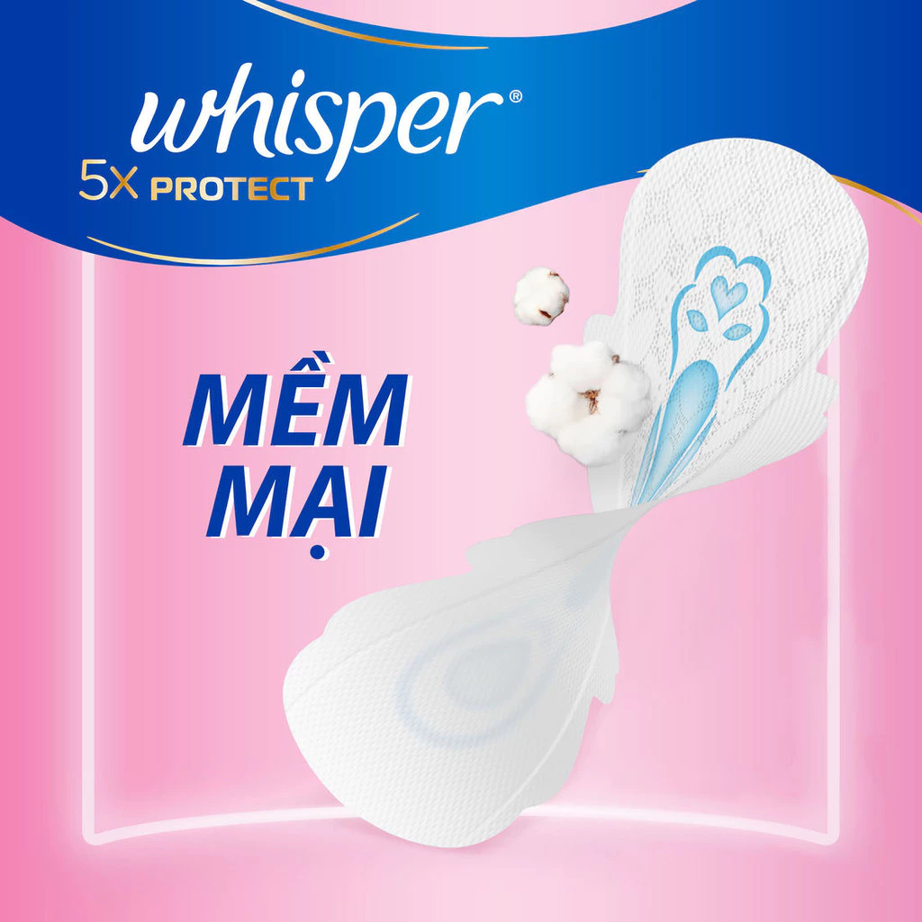 Băng Vệ Sinh WHISPER 5X Bảo Vệ Mặt Bông Siêu Mỏng Cho Ngày Thường Và Ngày Nhiều Khô Thoáng 
