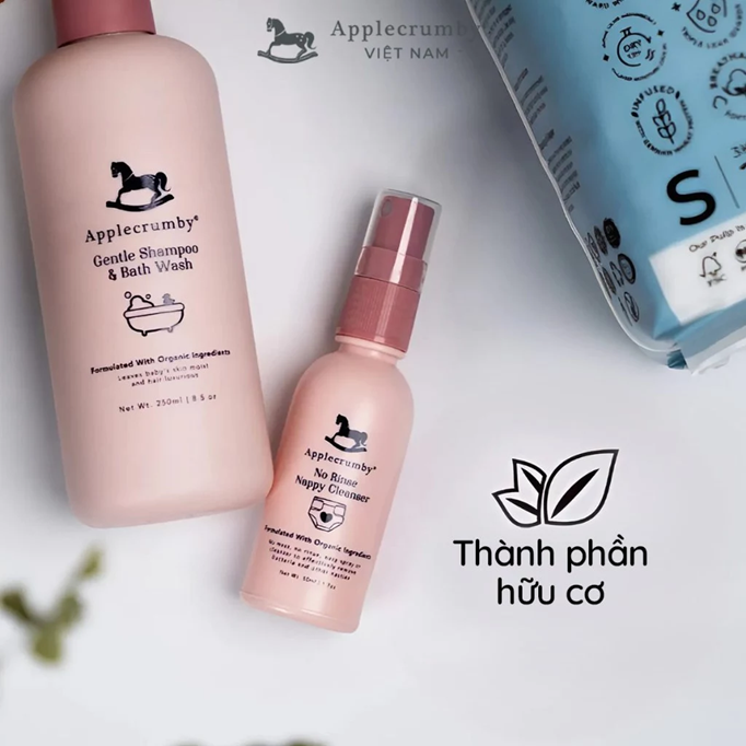  Dung dịch làm sạch cho bé không dùng nước Applecrumby No Rinse Nappy Cleanser 50ml 