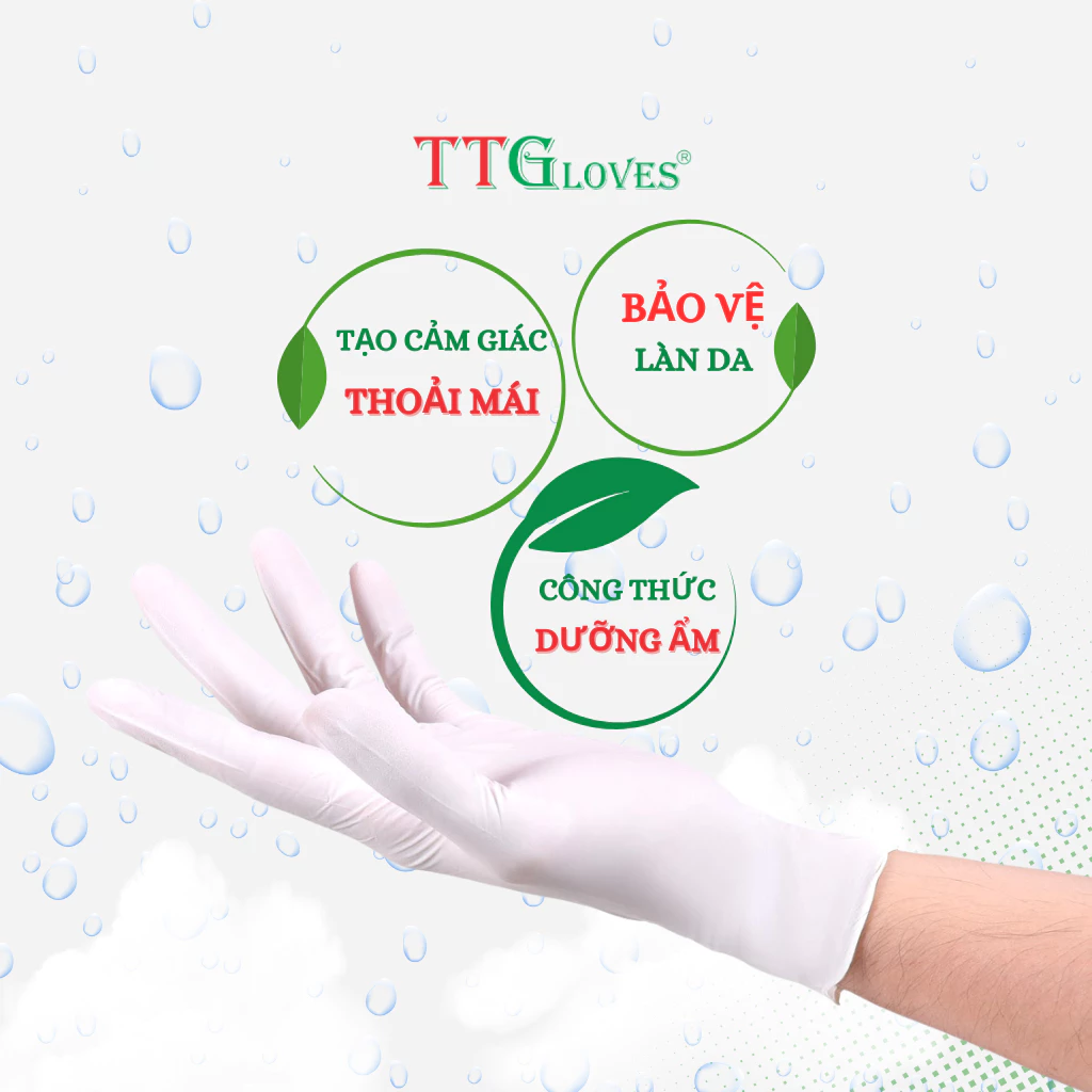  Găng Tay Cao Su Y Tế TTGLOVES Không Bột Nitrile Màu Trắng Siêu Bền 4.5gr (Hộp 100 Chiếc) 