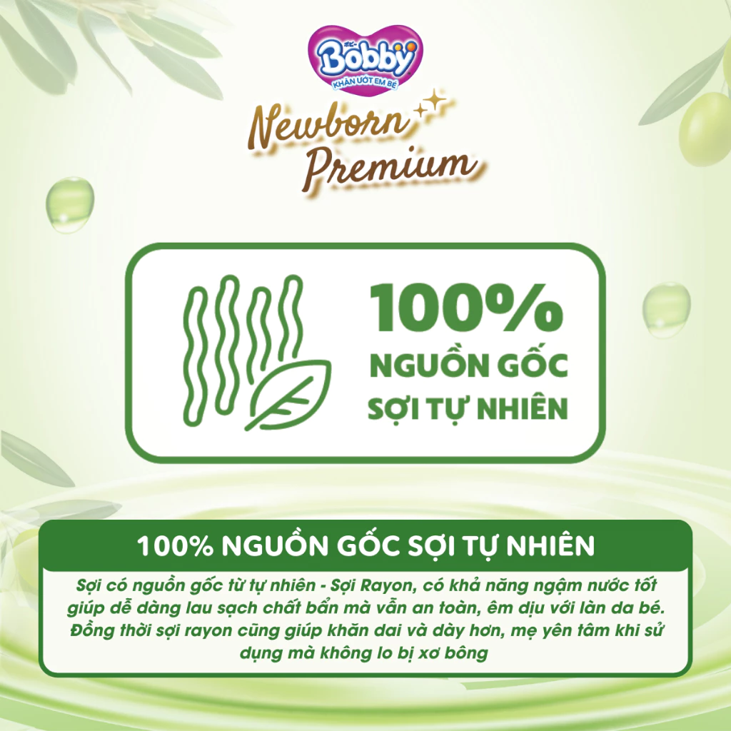  Túi 3 Gói Khăn ướt Bobby Newborn Premium 50 miếng/ gói 