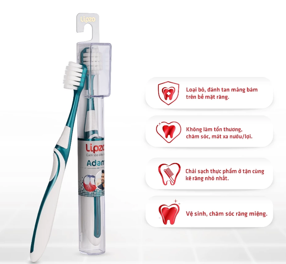  Bàn Chải Lipzo Adam Cao Cấp – Mật Độ Lông Dày Gấp 3 Lần Làm Sạch Mảng Bám, Bảo Vệ Nướu Răng Hiệu Quả 