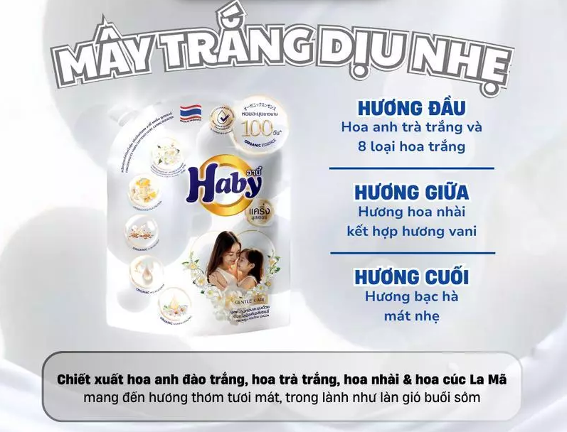  Nước Xả Vải HABY CARING BOOSTER Nội địa Thái Lan 20ml - 500ml - 1.8L - Đậm Đặc Dịu Nhẹ An Toàn Hương Hoa Nhật Bản 