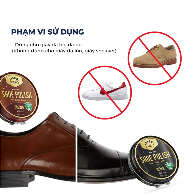  Xi Đánh Giày Sáp Shoe Polish XIMO Đen, Không Màu, Nâu Đủ Màu Phục Hồi Màu Cho Giày Chính Hãng 
