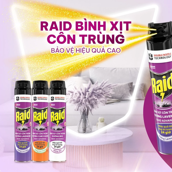  RAID Bình Xịt Côn Trùng, Xịt Muỗi Bảo Vệ Dài Lâu Hiệu Quả Tốt Duy Trì Trong 24h 800ml 