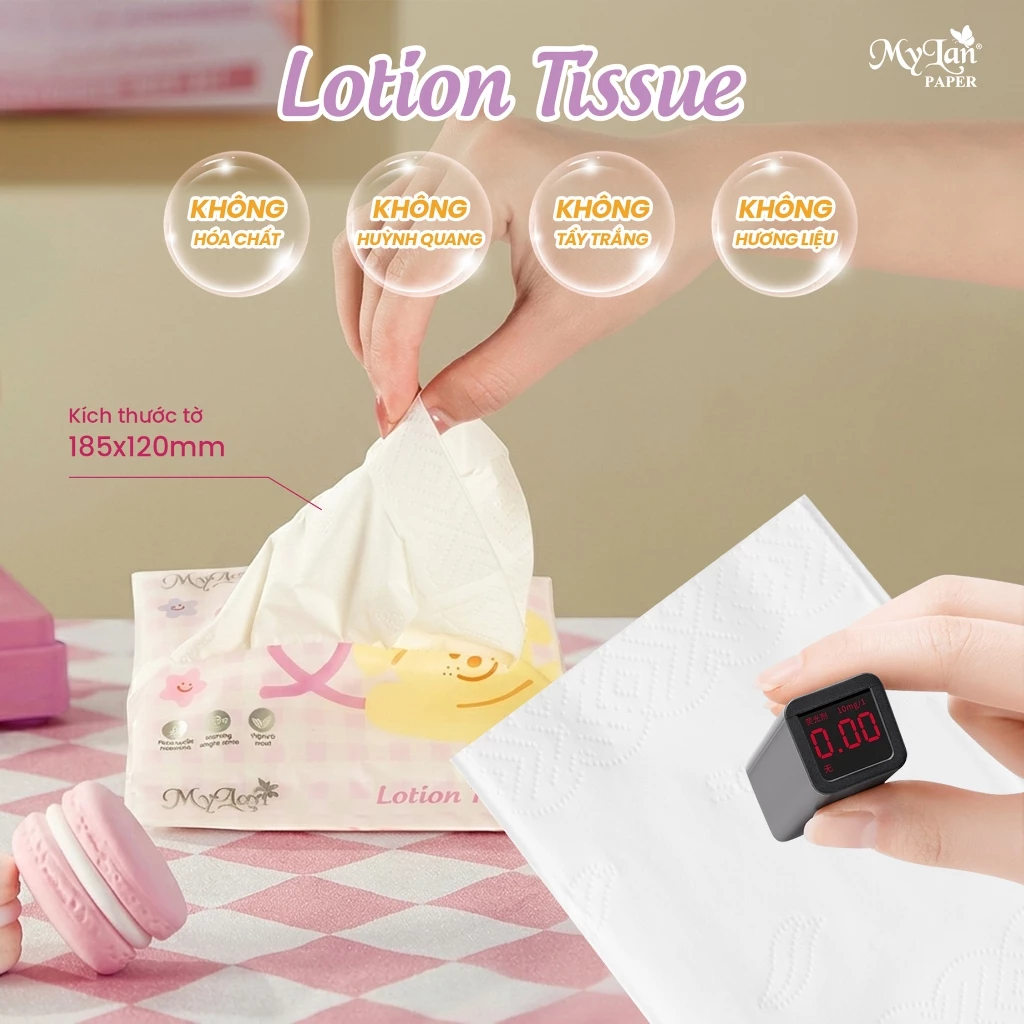  Khăn Giấy Dưỡng Ẩm MyLan Lotion Tissue - Để Bàn Lốc 5 Gói - Mềm Mịn 185x120mm 
