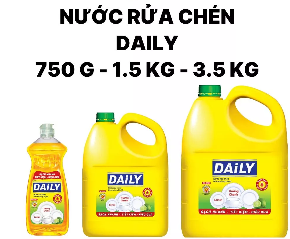  Nước Rửa Chén An Toàn Cho Da Daily Mỹ Hảo Bình 200-750g/ 3.5-5kg 