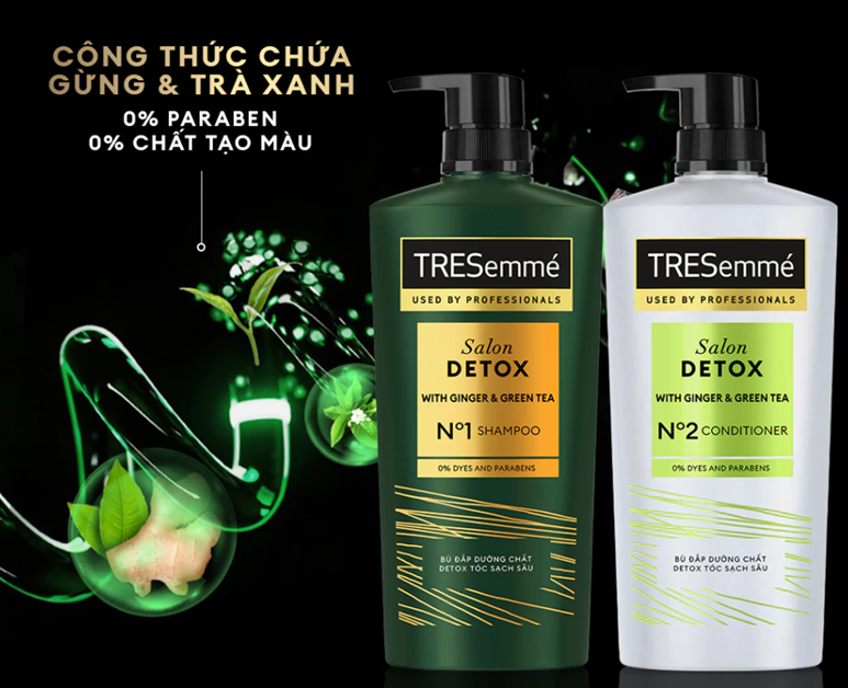  Dầu Gội TRESemmé Keratin Smooth/ Bond Repair/ Salon Detox Cho Tóc Vào Nếp, Giảm Gãy Rụng, Detox Sạch sâu 850 g 