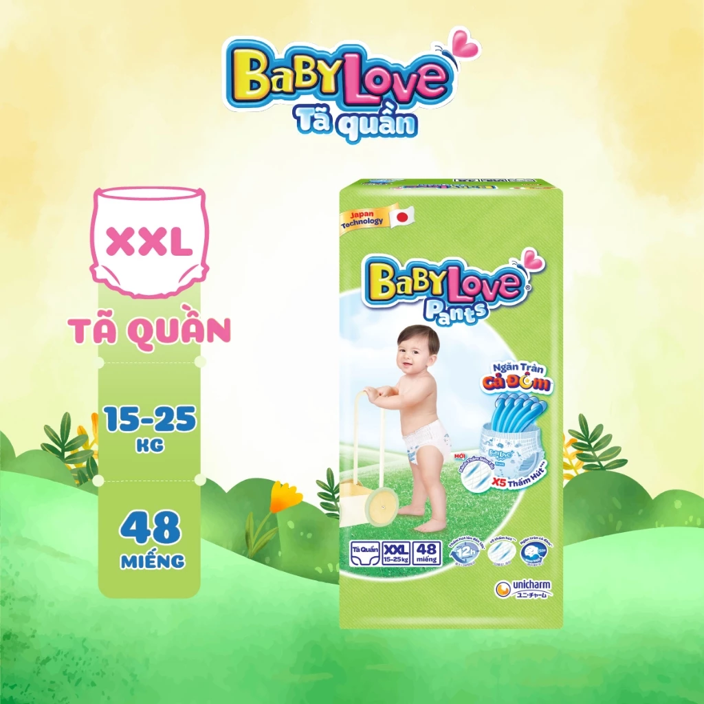  Tã quần Baby Love - Ngăn Tràn Cả Đêm size M/L/XL/XXL/XXXL 