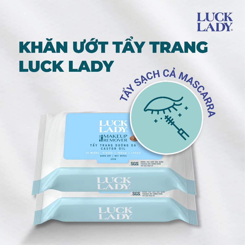  Khăn ướt Luck lady 25 tờ, Tẩy trang, dưỡng da 