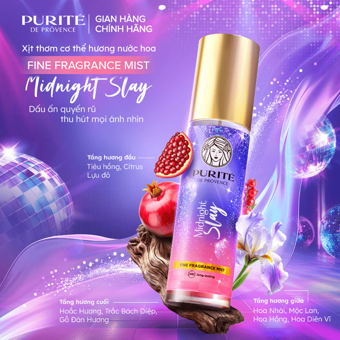  Xịt Thơm Body Mist Purité Hương Nước Hoa Cao Cấp 100ML - Lưu Hương 48H 