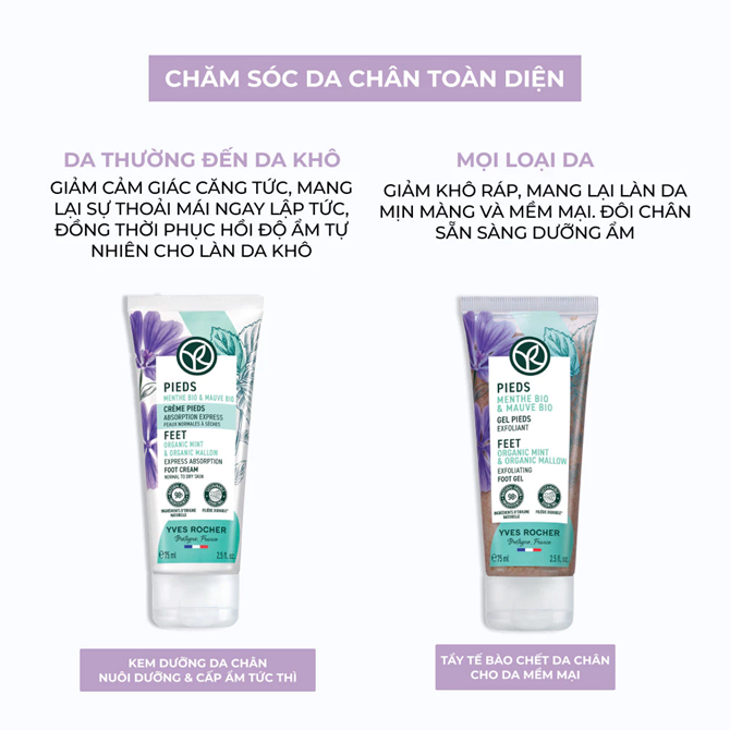  Kem dưỡng da chân nuôi dưỡng và cấp ẩm tức thì Yves Rocher Express Absorption Foot Cream 75ml 