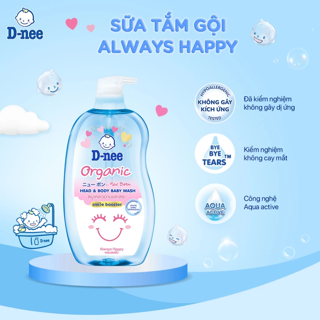  Sữa tắm gội D-nee cho trẻ sơ sinh dưới 3 tuổi 800ml 