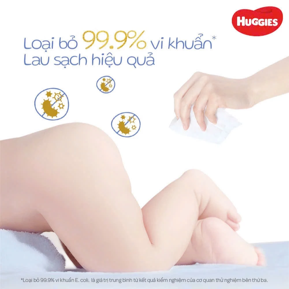  Khăn ướt Huggies Golden Wet Wipes tinh khiết 80 miếng 