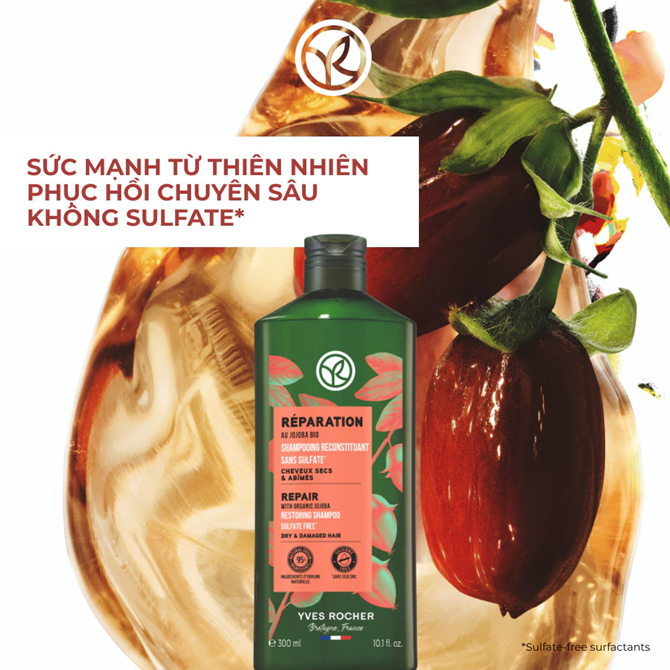  Dầu gội phục hồi tóc hư tổn Yves Rocher Repair Hair Care Restoring Shampoo 300ml 