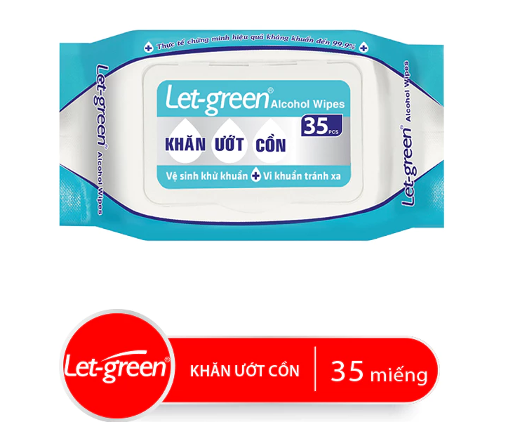  Khăn Ướt Cồn LET-GREEN 35 Miếng/Bao 