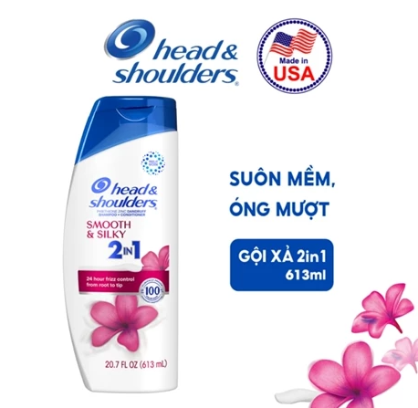  Dầu Gội Và Xả 2in1 Sạch Gàu HEAD & SHOULDERS Mỹ Sạch Sâu/ Dành Cho Da Đầu Khô/ Suôn Mượt/ Hương Nước Hoa - Chai 613ML 
