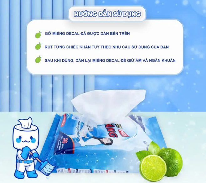  Khăn ướt lau bếp đa năng Nano gói 30 tờ, an toàn da tay, hương chanh, trà xanh - Nano Tissue 