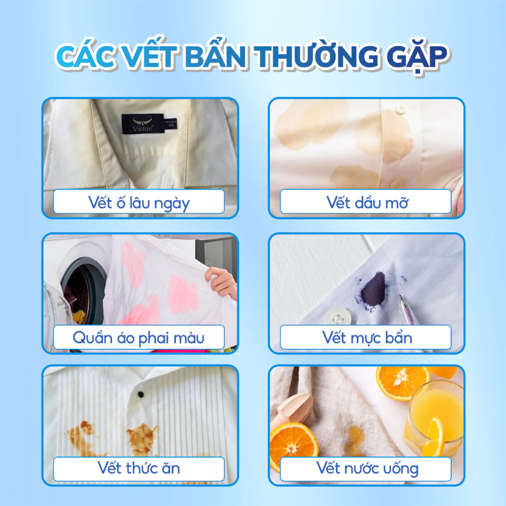  Bột Tẩy Đồng Phục CleanZ Đánh Bay Vết Bẩn, Ố Màu Giúp Làm Sạch Quần Áo Như Mới 