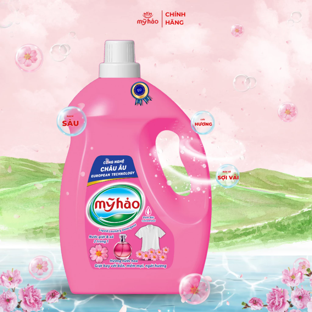  Nước Giặt Cao Cấp Công Nghệ Châu Âu Mỹ Hảo Sạch Vết Bẩn Cứng Đầu Dùng Giặt Tay Và Giặt Máy Bình 3.4KG 