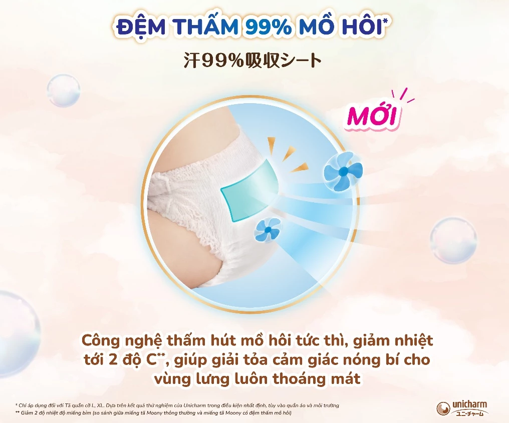  Tã quần Moony Dịu Nhẹ siêu cao cấp M46/L36/Xl32 