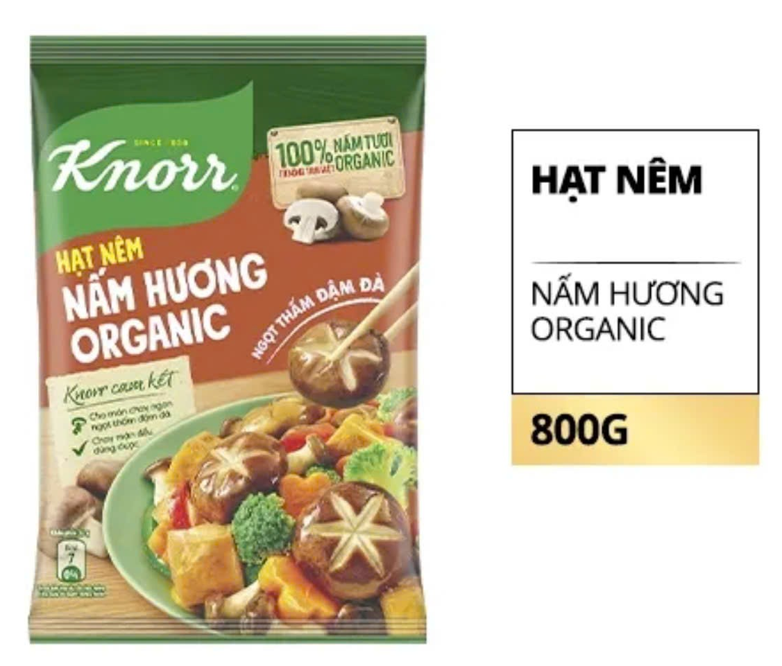  Hạt nêm nấm hương hữu cơ Knorr tự nhiên, thơm ngon 800g 