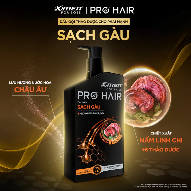  Dầu gội Thảo Dược X-Men For Boss Pro Hair 350g Nuôi Dưỡng Da Đầu Từ Gốc, Sạch Gàu và Giảm Gãy Rụng 