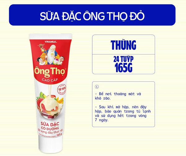  Tuýp Sữa Đặc Có Đường Ông Thọ Đỏ 165g 