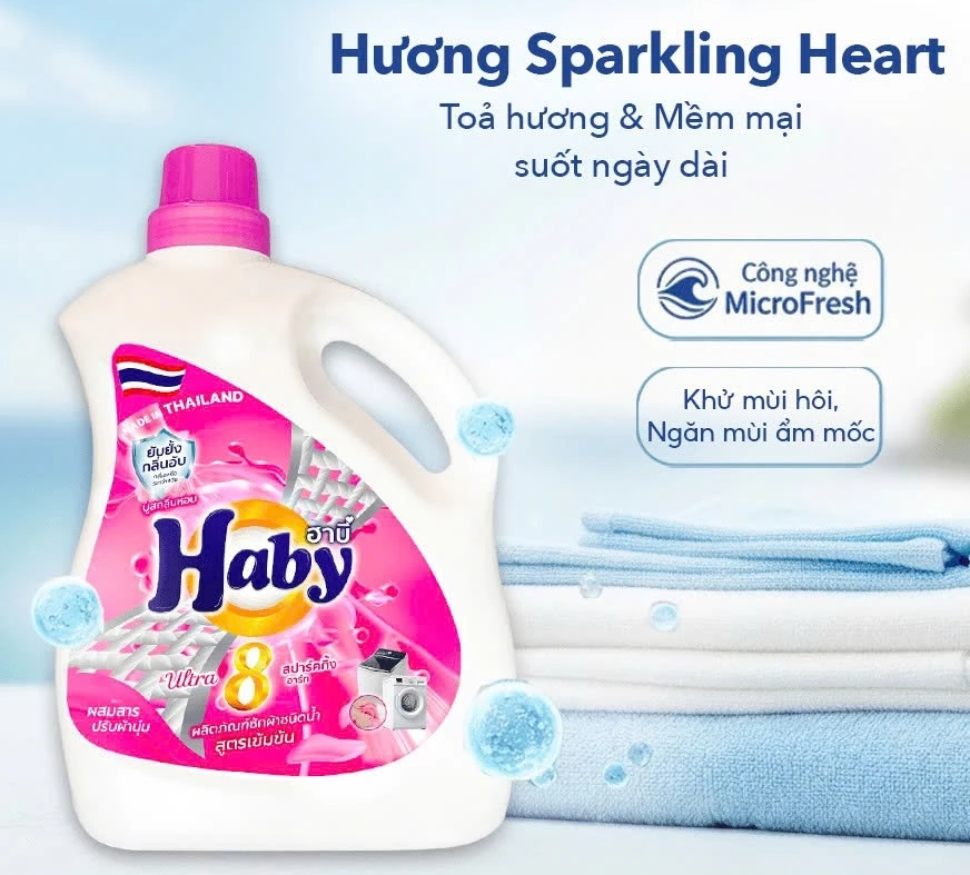  Nước giặt đậm đặc HABY Super-clean ULTRAWASH 8in1 – Sạch sâu, thơm lâu 700h, công nghệ Microfresh 3.8 Kg 