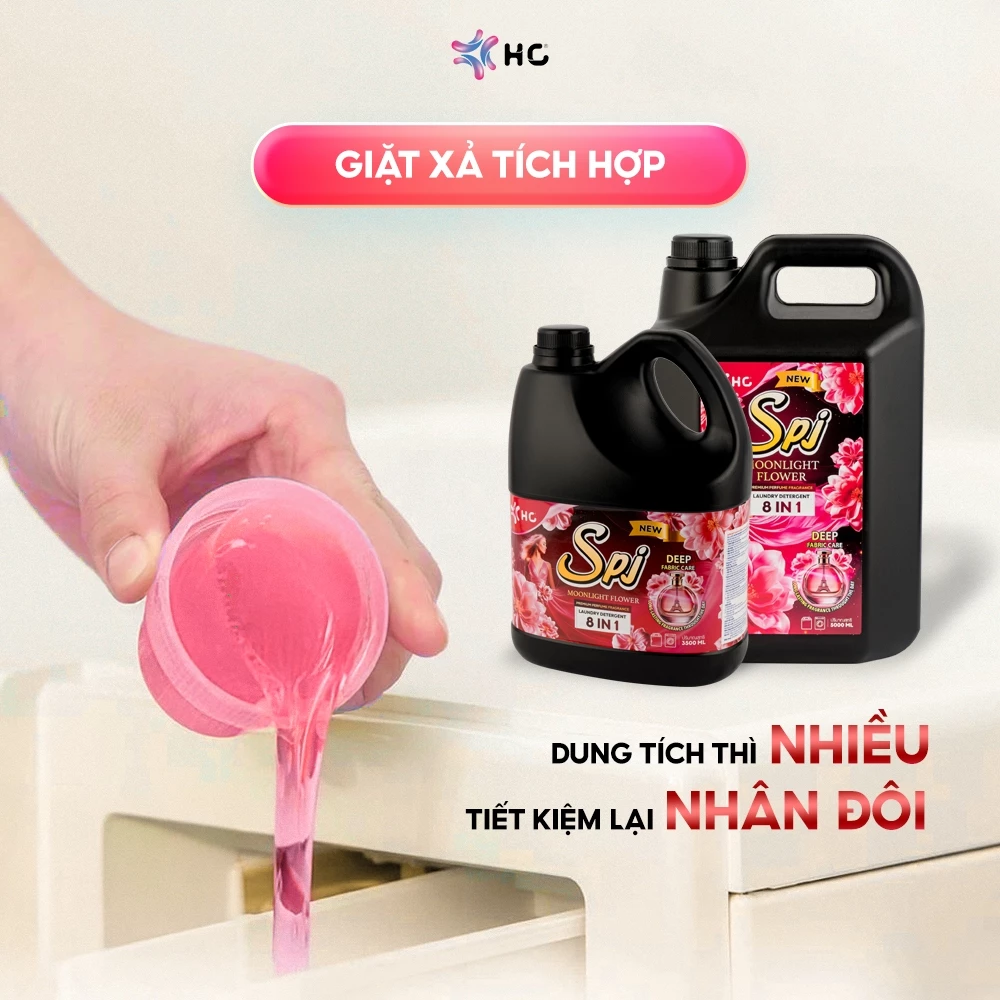  Nước Giặt Xả HC SPJ – Bản 8 IN 1 Cải Tiến, Nhiều Mùi Hương, Làm Sạch Vết Bẩn, Mềm Vải 
