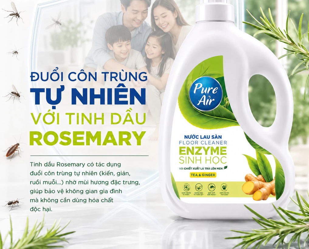  Nước Lau Sàn Enzyme Sinh Học Pure Air 1.1-2.3L Hỗ Trợ Làm Sạch Khử Mùi, Mang Lại Không Gian Sạch Sẽ, Thoáng Mát 