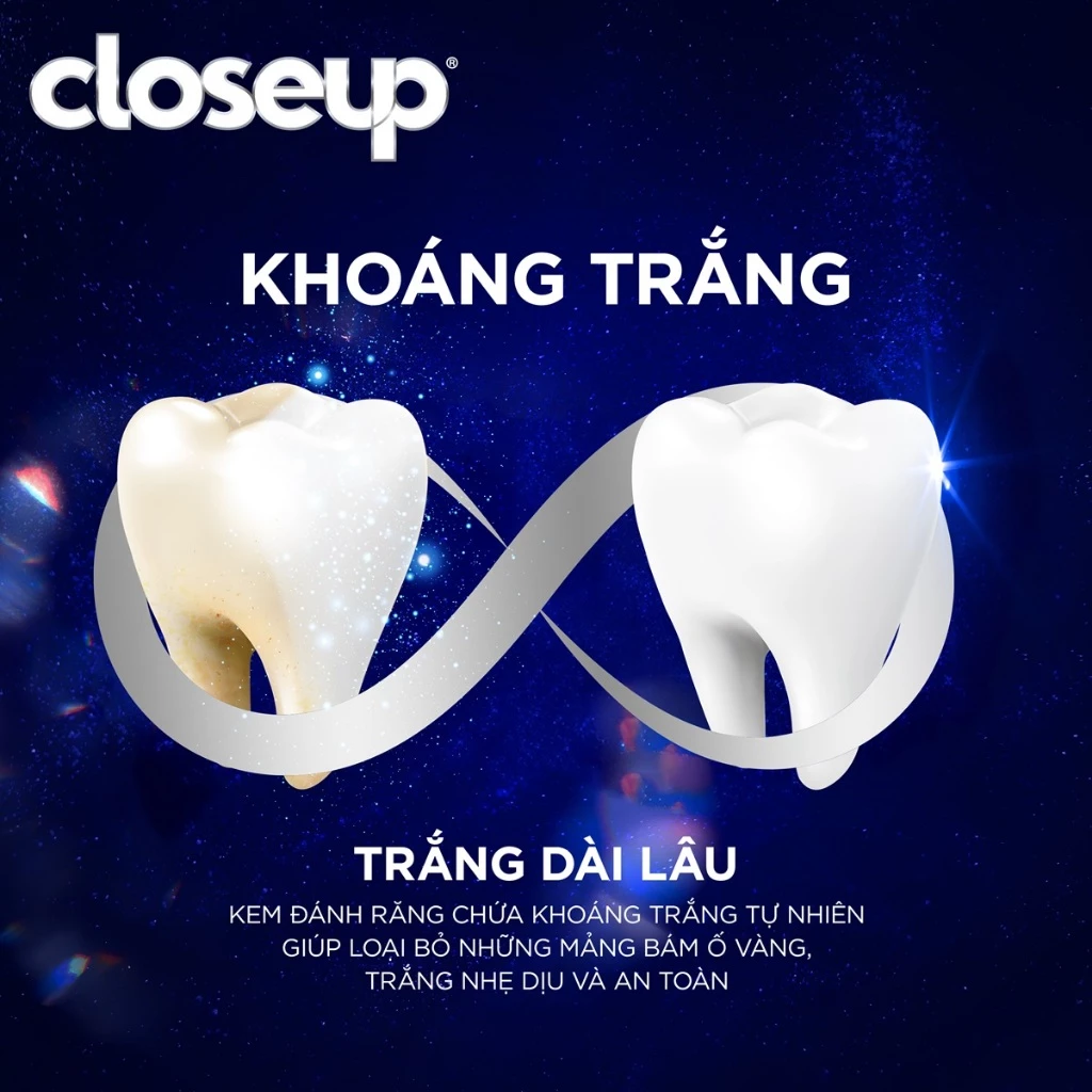  Kem đánh răng Closeup White Now - Trắng Bật Tông 3X TỨC THÌ với Công nghệ Ánh Sáng Xanh 100g 