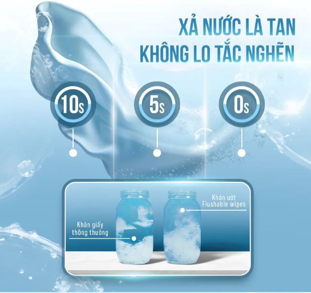  Khăn ướt đi toilet có thể xả trong bồn cầu Flushable EcoWipes Hộp 40 gói (gói 1 tờ) 