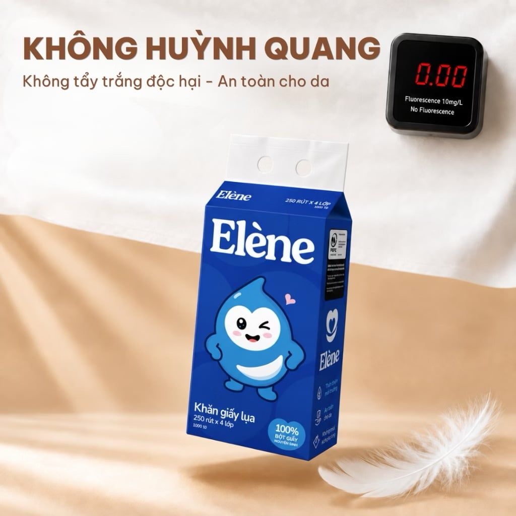  Khăn Giấy Lụa Rút Đáy Elene 250 Lần Rút 4 Lớp Mềm Mịn, Tiện Lợi, An Toàn (Giấy rút cỡ nhỏ) 