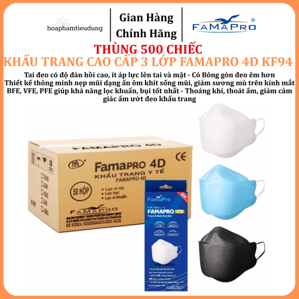  Khẩu trang 3 lớp Famapro 4D KF94 hộp 10 cái 