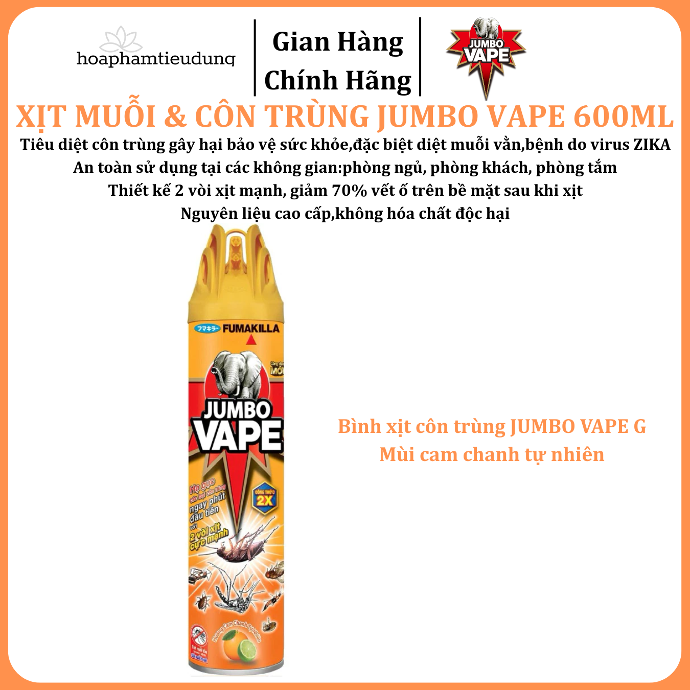  Bình xịt Muỗi & Côn trùng Jumbo Vape 600ml 