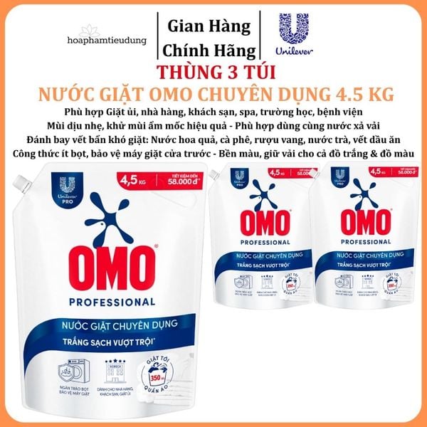  Nước Giặt OMO Chuyên Dụng Trắng Sạch Vượt Trội 4.5kg 