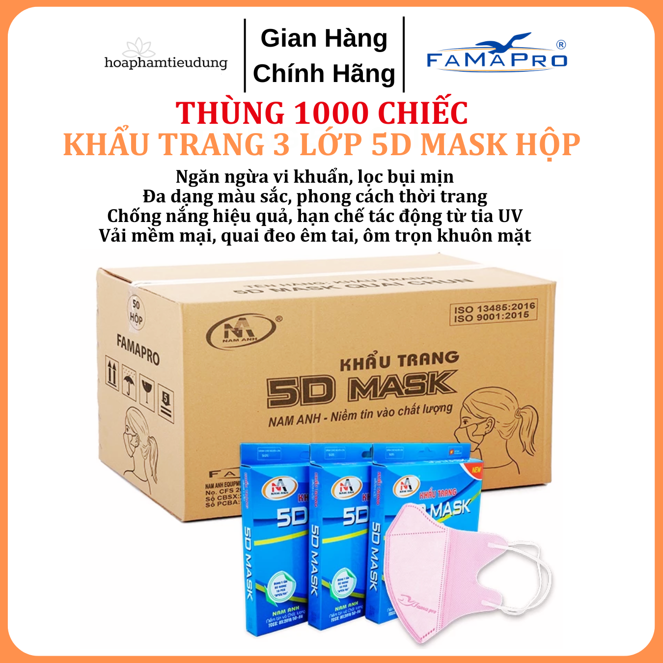 Khẩu trang  3 lớp Famapro 5D Mask hộp 10 chiếc 