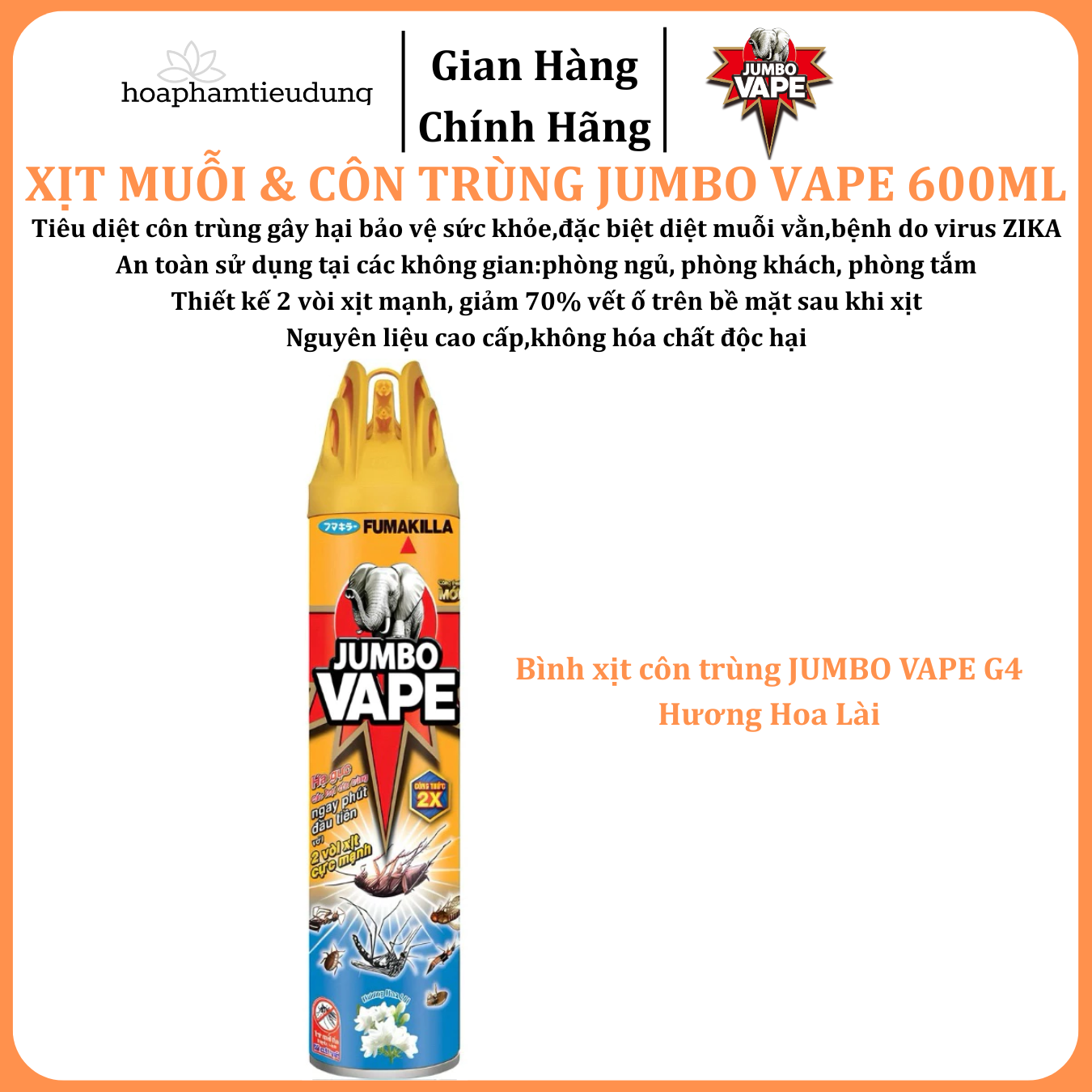  Bình xịt Muỗi & Côn trùng Jumbo Vape 600ml 