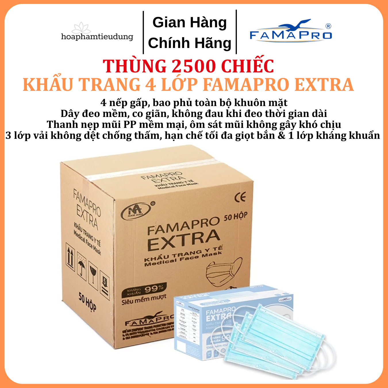 Khẩu trang 4 lớp Famapro Extra (50 cái/hộp) 
