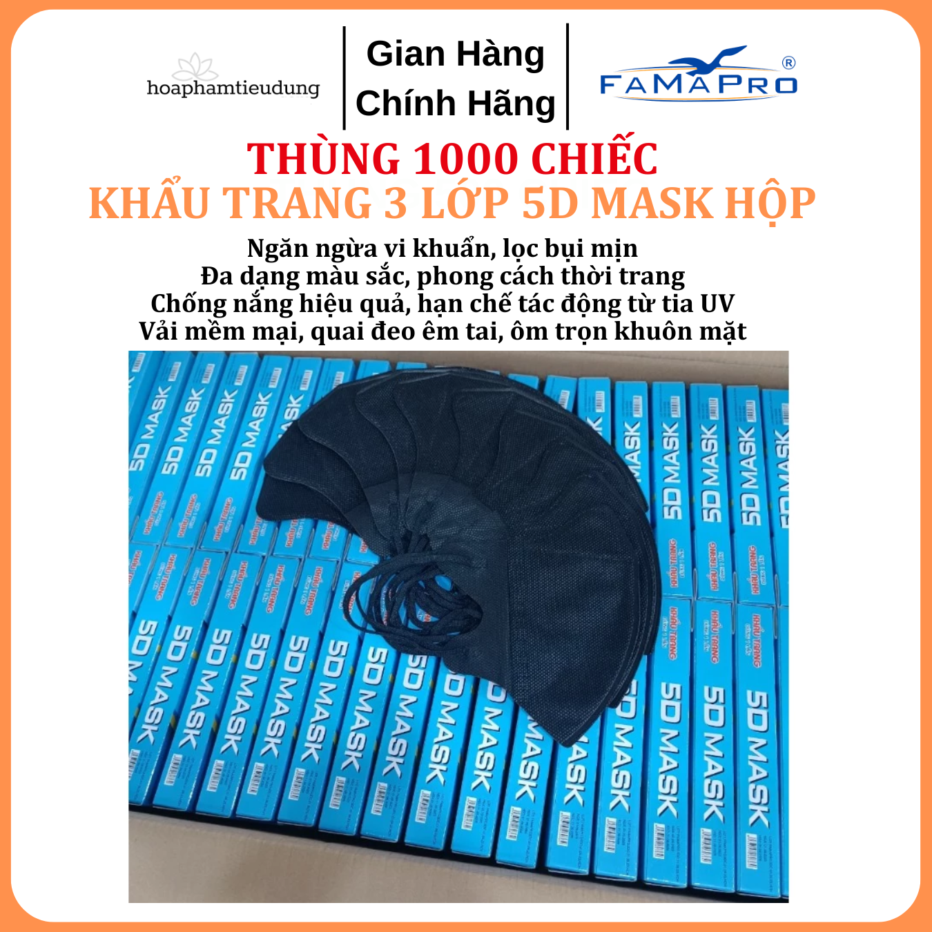  Khẩu trang  3 lớp Famapro 5D Mask hộp 10 chiếc 