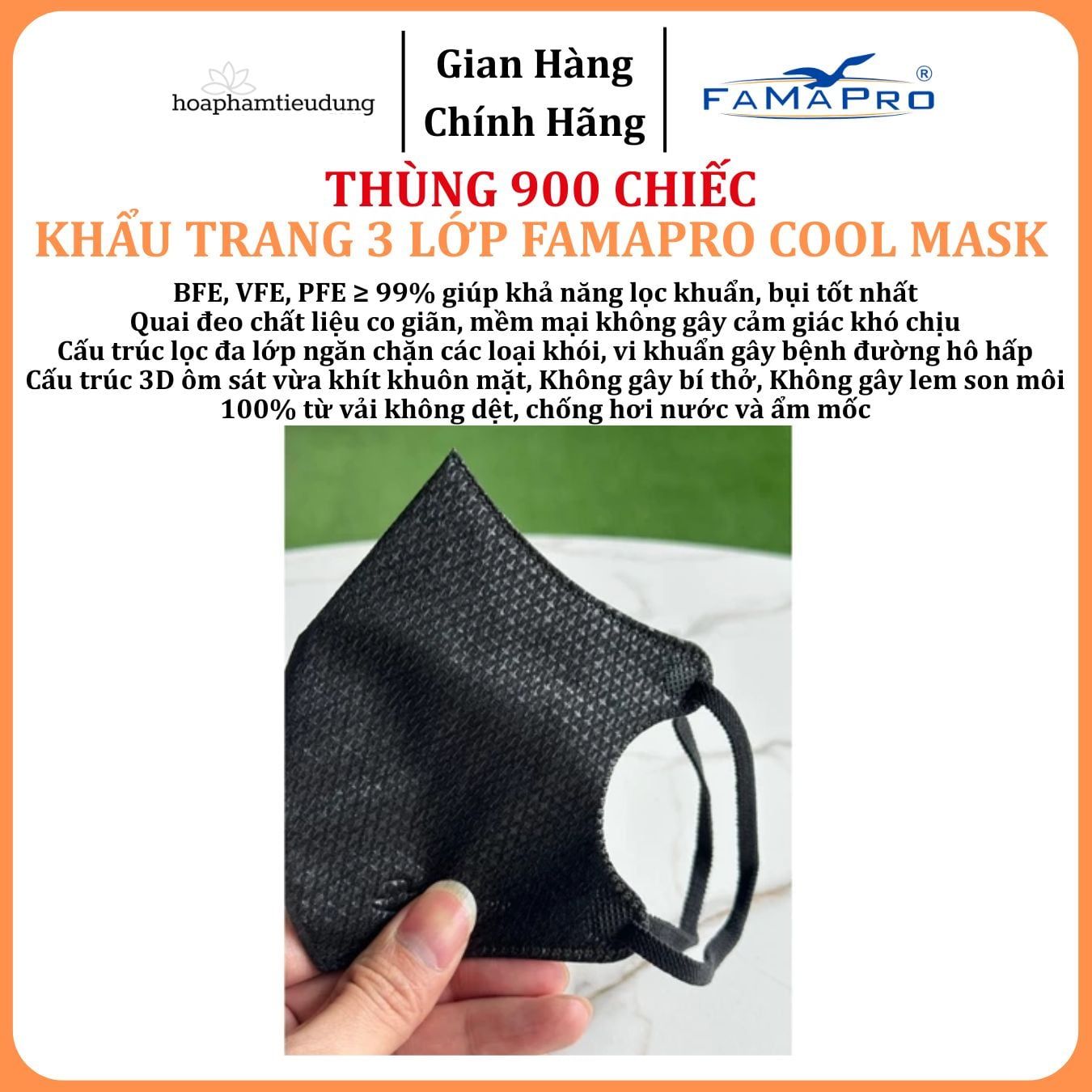  Khẩu trang cao cấp Famapro 3 lớp Cool Mask 6D Nhật Hộp 30 chiếc 