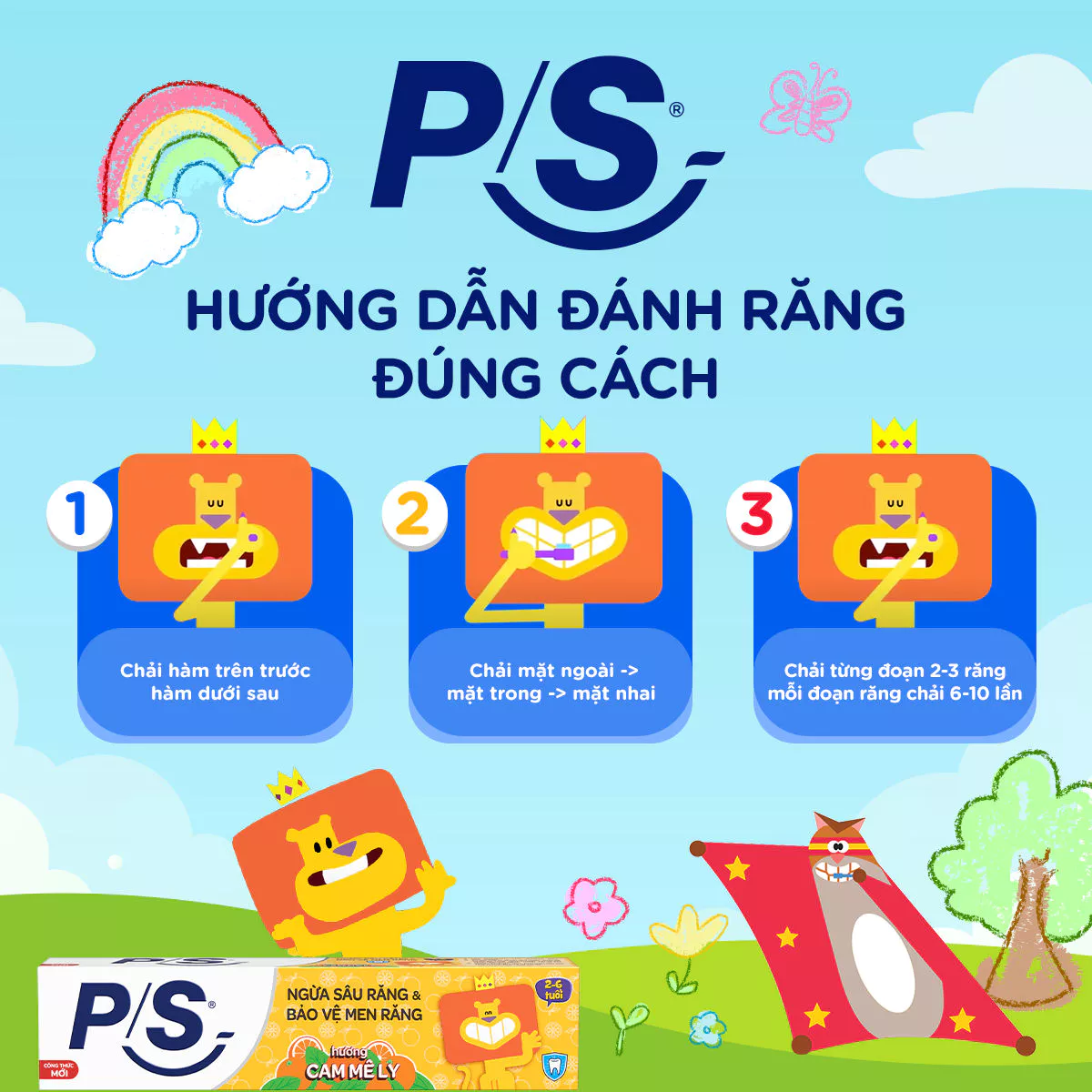  Kem đánh răng P/S 90g cho bé 2-6 tuổi , ngừa sâu răng và bảo vệ men răng 